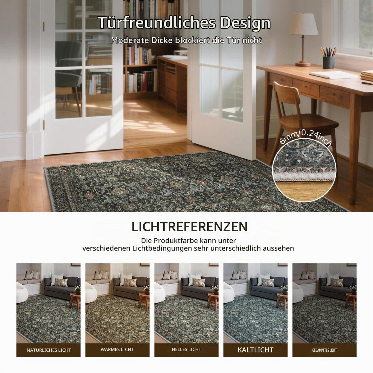 Vintage Teppich Wohnzimmer 160x230 cm – Grau-Braun