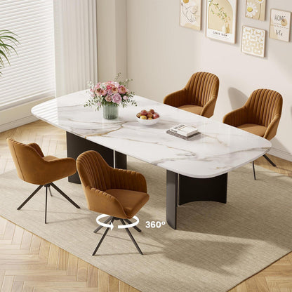 Esszimmerstuhl 360° Drehstuhl Set Braun/Schwarz mit Armlehne