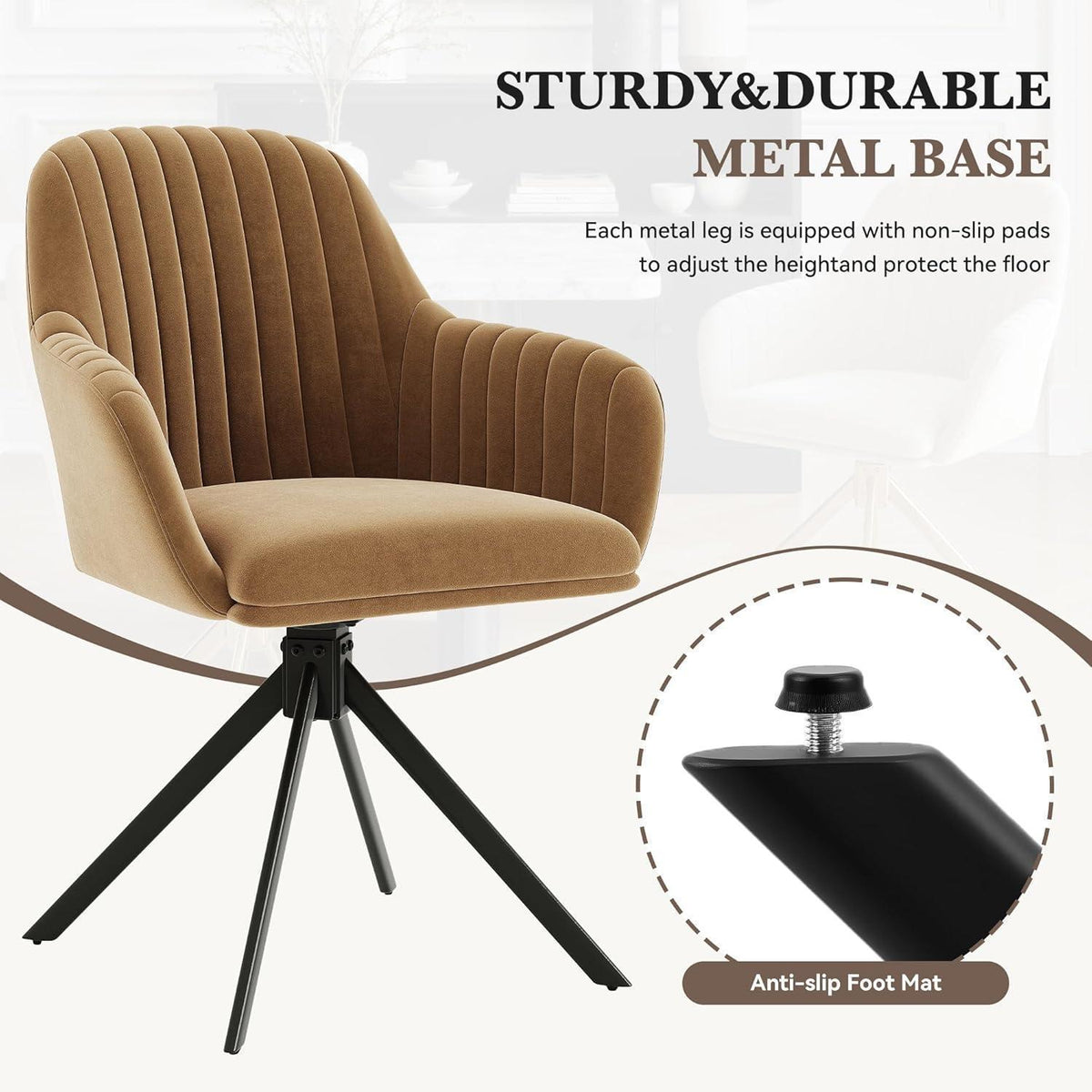 Esszimmerstuhl 360° Drehstuhl Set Braun/Schwarz mit Armlehne