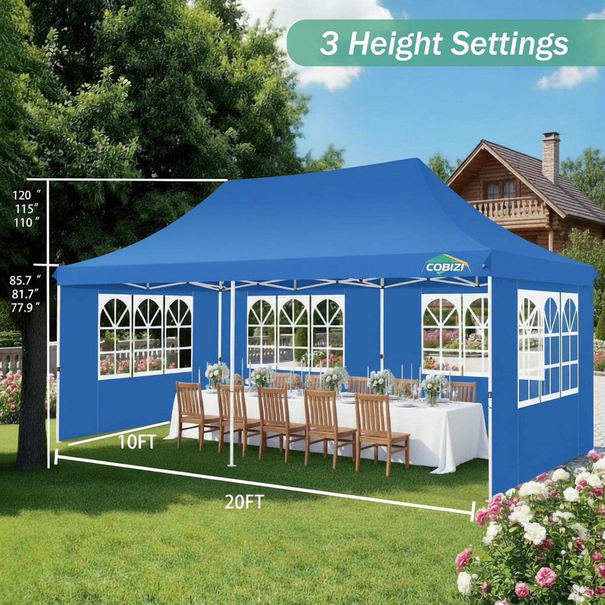 Faltpavillon 3x6m wasserdicht mit Seitenteilen – Partyzelt für Garten