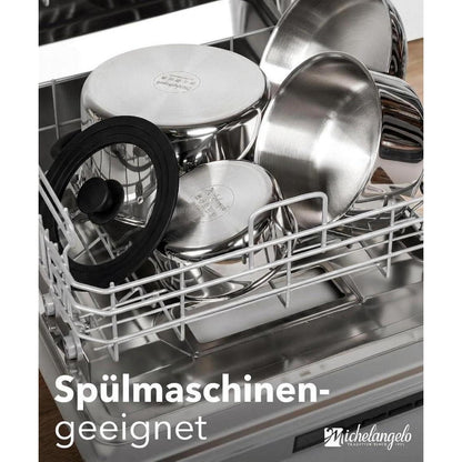 14-teiliges Edelstahl Topfset mit abnehmbaren Griffen