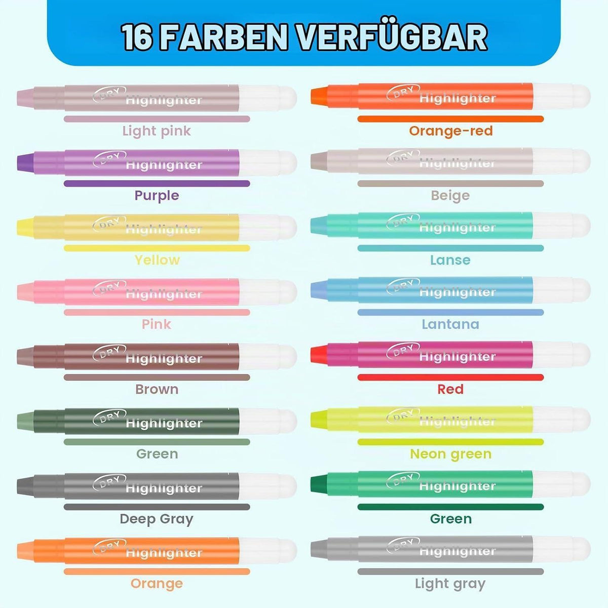 16er Set Bibel Textmarker | Gel Highlighters zum Markieren & Schreiben