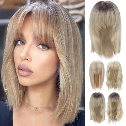 Hair Topper mit Pony – 35cm Balayage Blond Haarteil