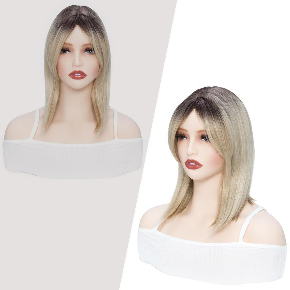 Hair Topper mit Pony – 35cm Balayage Blond Haarteil