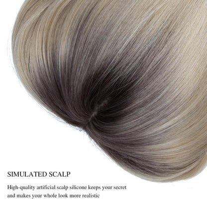 Hair Topper mit Pony – 35cm Balayage Blond Haarteil
