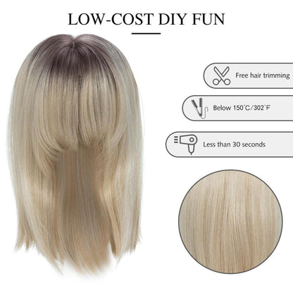 Hair Topper mit Pony – 35cm Balayage Blond Haarteil