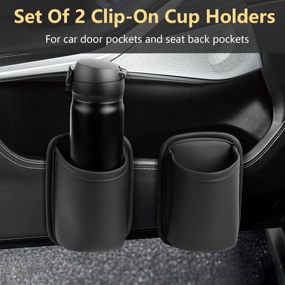 2x Getränkehalter Auto Clip-On Becherhalter Auto in Lederoptik