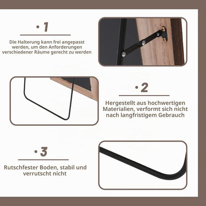 Großer Ganzkörperspiegel 180x80 cm | Rustikaler Holzrahmen, Stand- & Wandspiegel