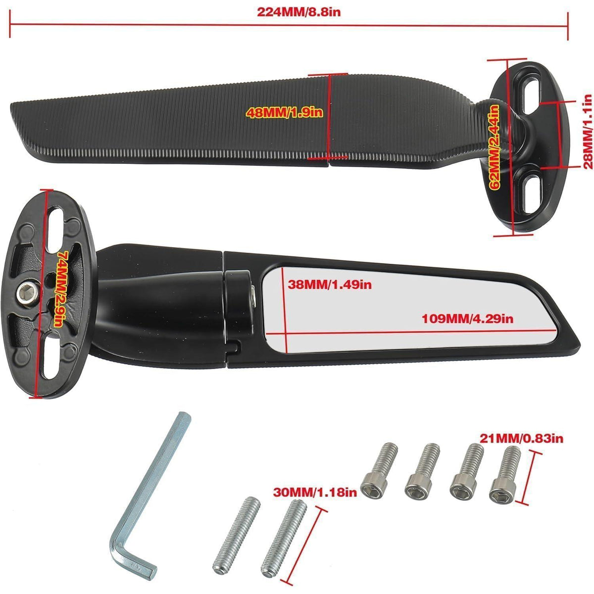 Motorrad Spiegel 360° drehbar – Seitenspiegel für Roller & Moped