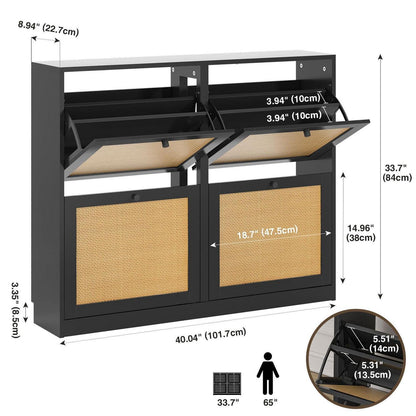 Schuhschrank 4 Klappen – Platzsparender Schuhregal für 16-24 Paar