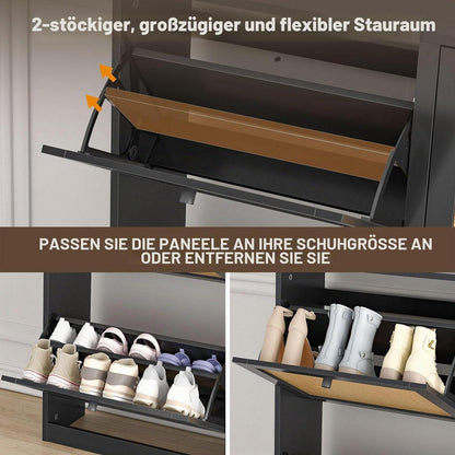 Schuhschrank 4 Klappen – Platzsparender Schuhregal für 16-24 Paar