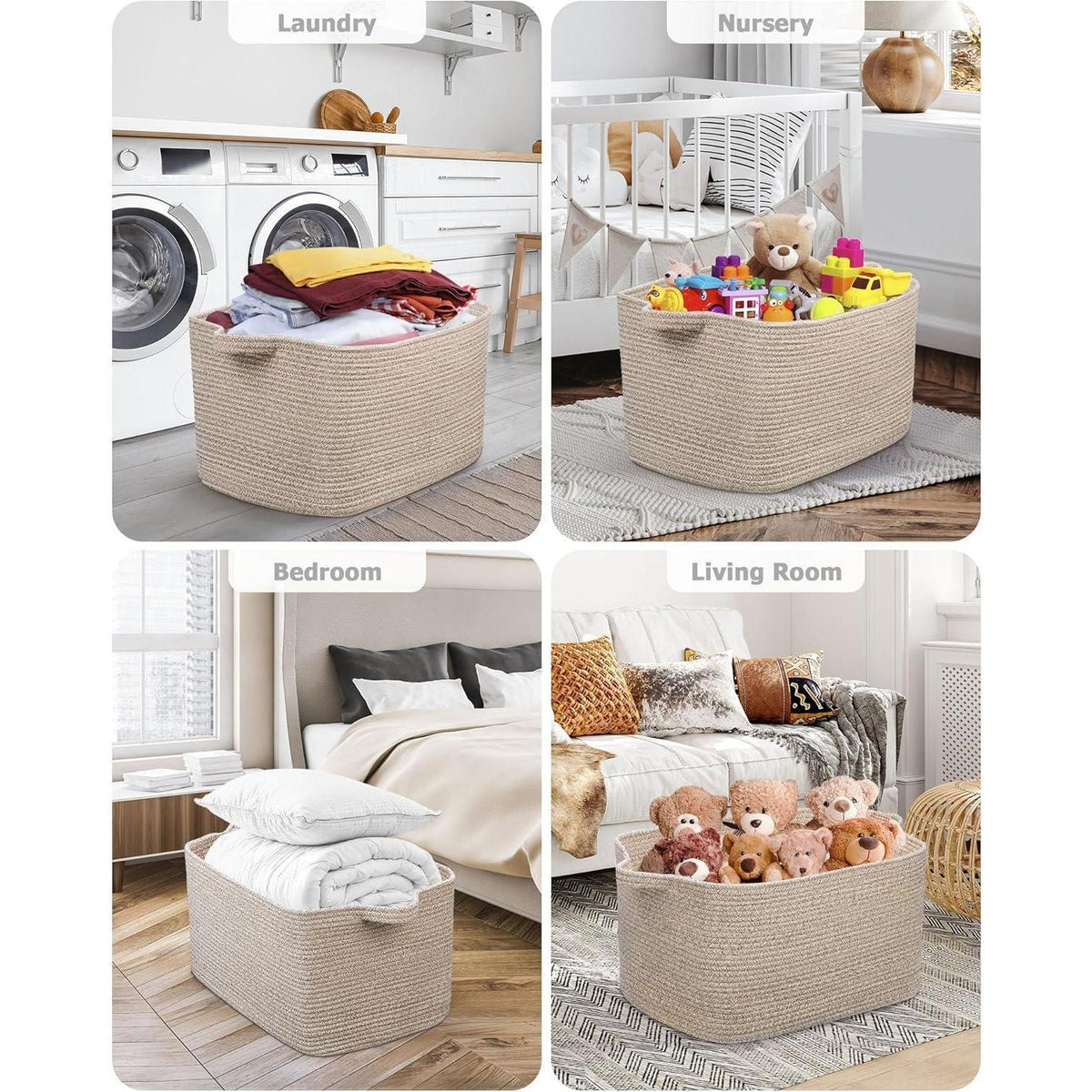 Faltbarer Wäschekorb 63L – Baumwolle, Braun