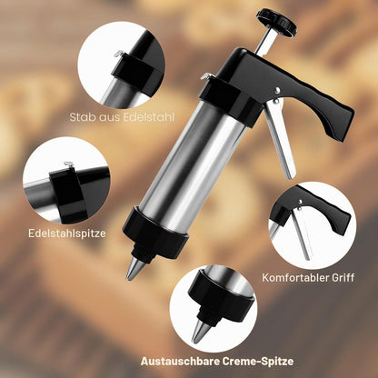 Gebäckpresse Set mit 13 Formen & Silikonspatel – Perfekt zum Backen