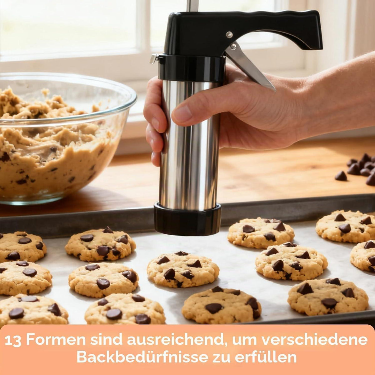 Gebäckpresse Set mit 13 Formen & Silikonspatel – Perfekt zum Backen