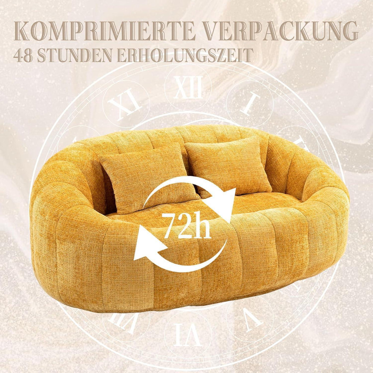 Zweisitzer Boneless Couch mit Memory Schaum – Gelb