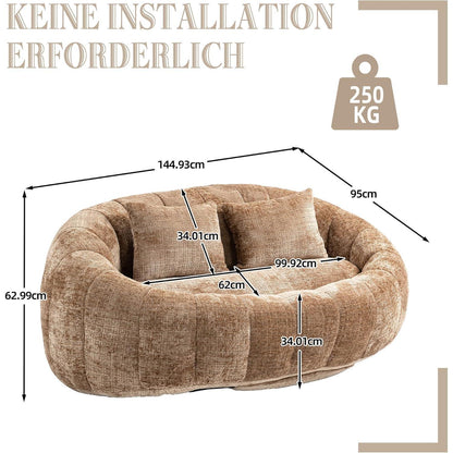 Zweisitzer Boneless Couch mit Memory Schaum – Braun