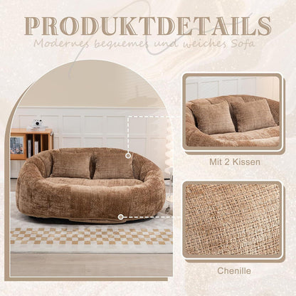 Zweisitzer Boneless Couch mit Memory Schaum – Braun