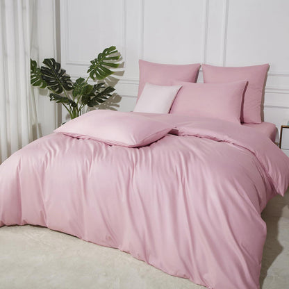 Bettwäsche-Set 135x200 Baumwolle Rosa – 4-teilig, Uni