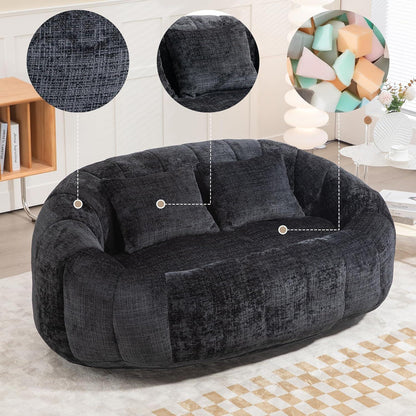 Zweisitzer Boneless Couch mit Memory Schaum – Schwarz