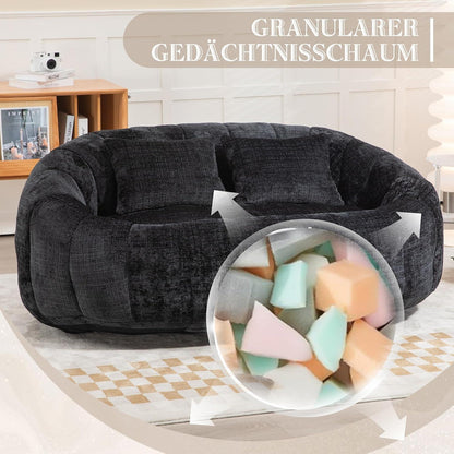 Zweisitzer Boneless Couch mit Memory Schaum – Schwarz