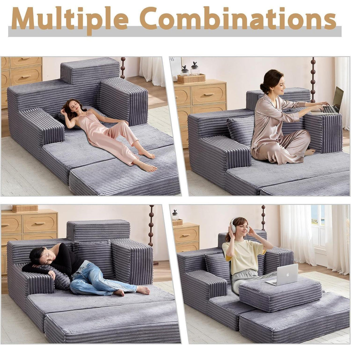Schlafsofa Cord Grau – Komfortables Bettsofa für Wohnzimmer