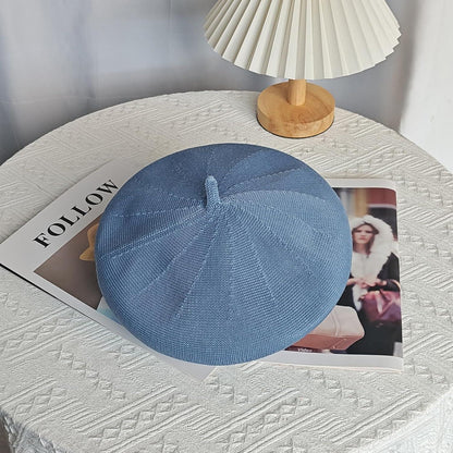 Damen Baskenmütze Sommer Leicht & Atmungsaktiv - Blau