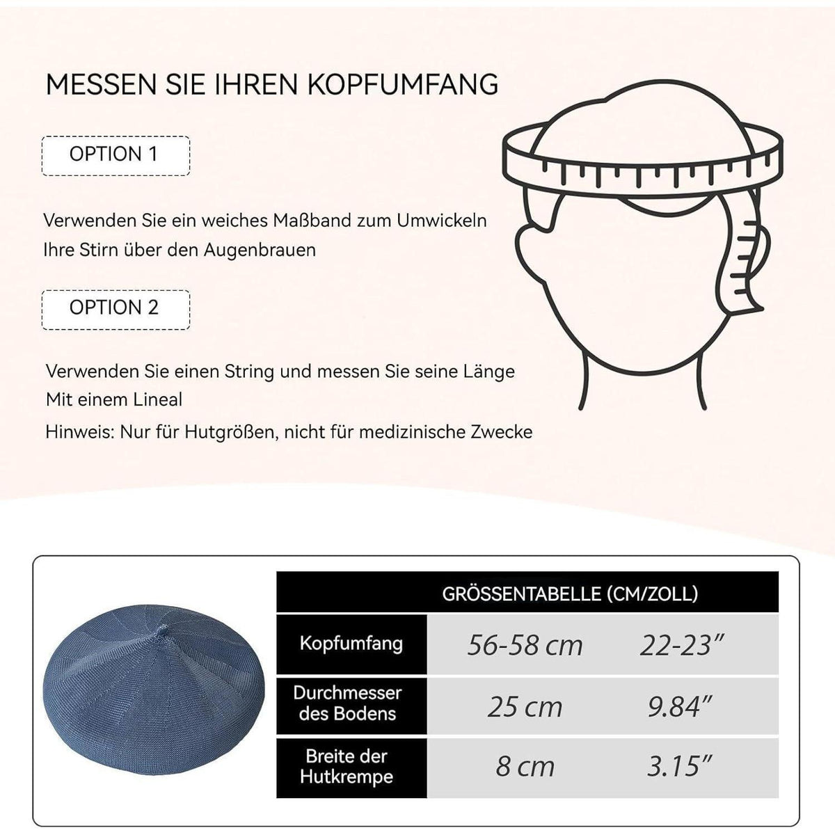 Damen Baskenmütze Sommer Leicht & Atmungsaktiv - Blau