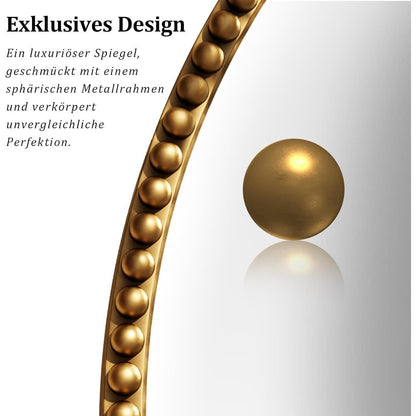 Runder Wandspiegel 80cm mit Gold PU Perlenrahmen – Retro Deko Spiegel