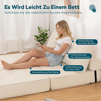 Faltbares Schlafsofa 3-in-1 – Schlafsessel & Couch Bett Beige