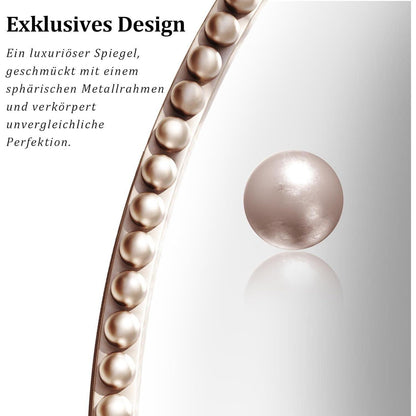 Runder Wandspiegel 60cm mit PU Perlenrahmen in Silber – Retro Deko