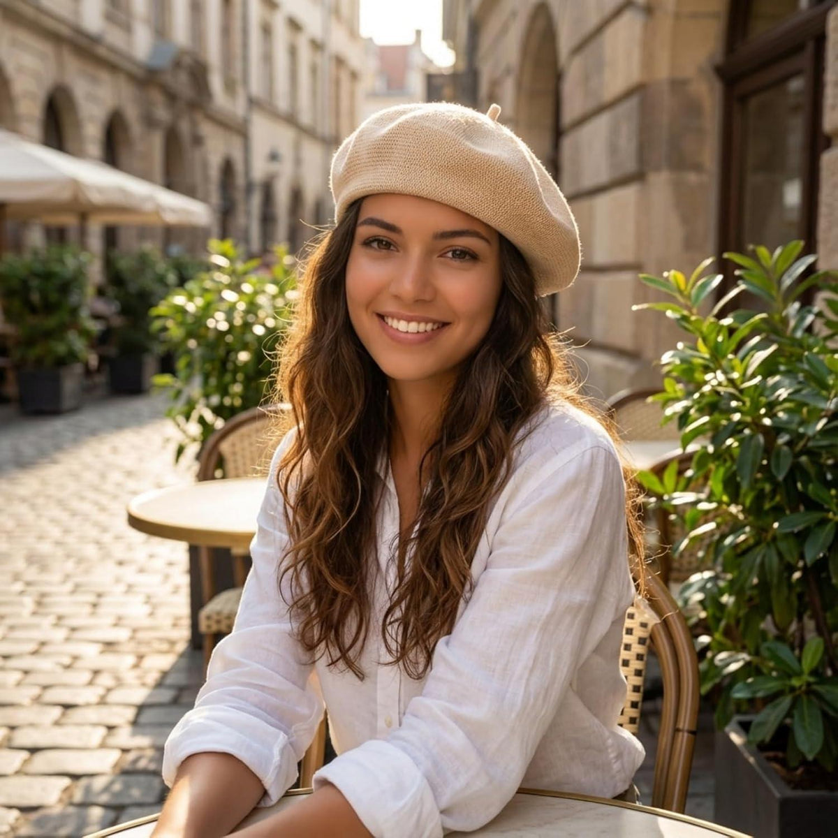 Damen Baskenmütze Sommer - Leichte Baumwoll Beanie Cap