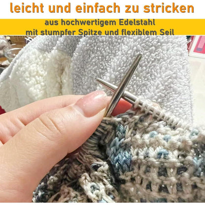 Rundstricknadel Set Edelstahl 9 Größen 2,5-10mm 60cm