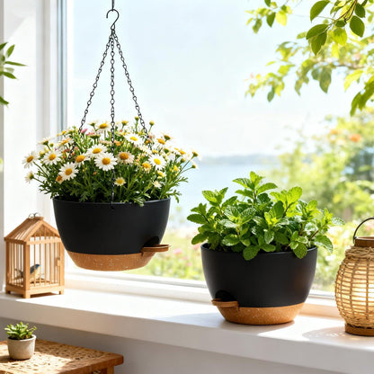 Selbstbewässernde Hängeampeln 2er-Set – 25cm Blumentöpfe für Pflanzen