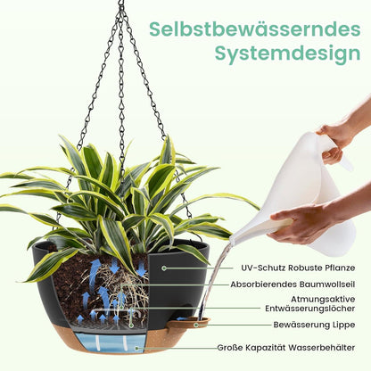 Selbstbewässernde Hängeampeln 2er-Set – 25cm Blumentöpfe für Pflanzen