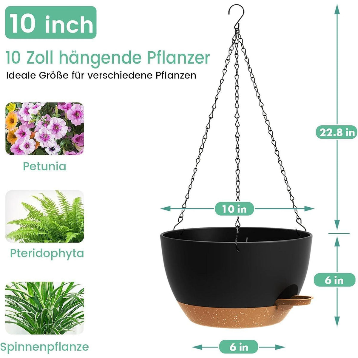 Selbstbewässernde Hängeampeln 2er-Set – 25cm Blumentöpfe für Pflanzen