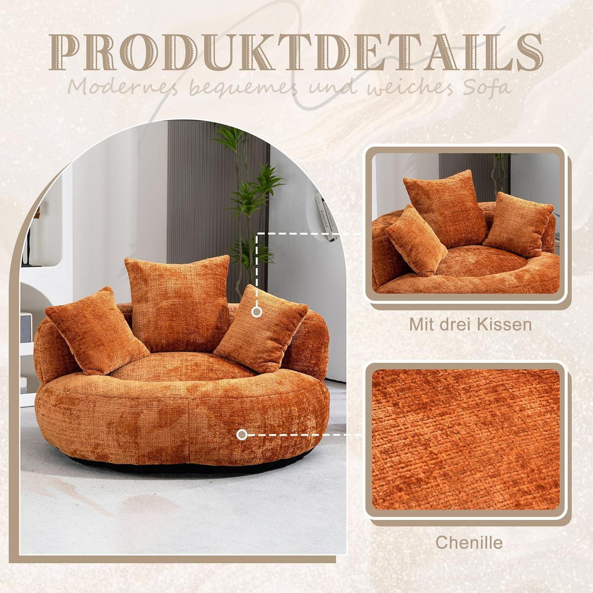 Boneless Lounger Sitzsack Sofa | Chenille Lazy Sofa für Gaming & Entspannung