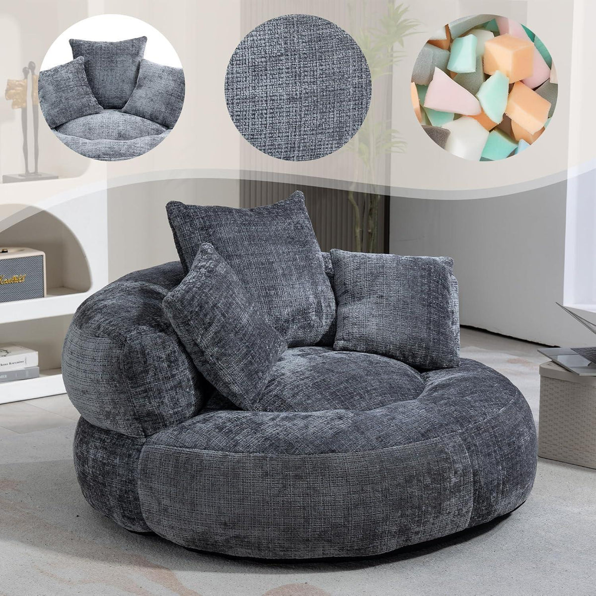 Boneless Lounger Sitzsack Sofa | Grau, Hoher Komfort & Vielseitig