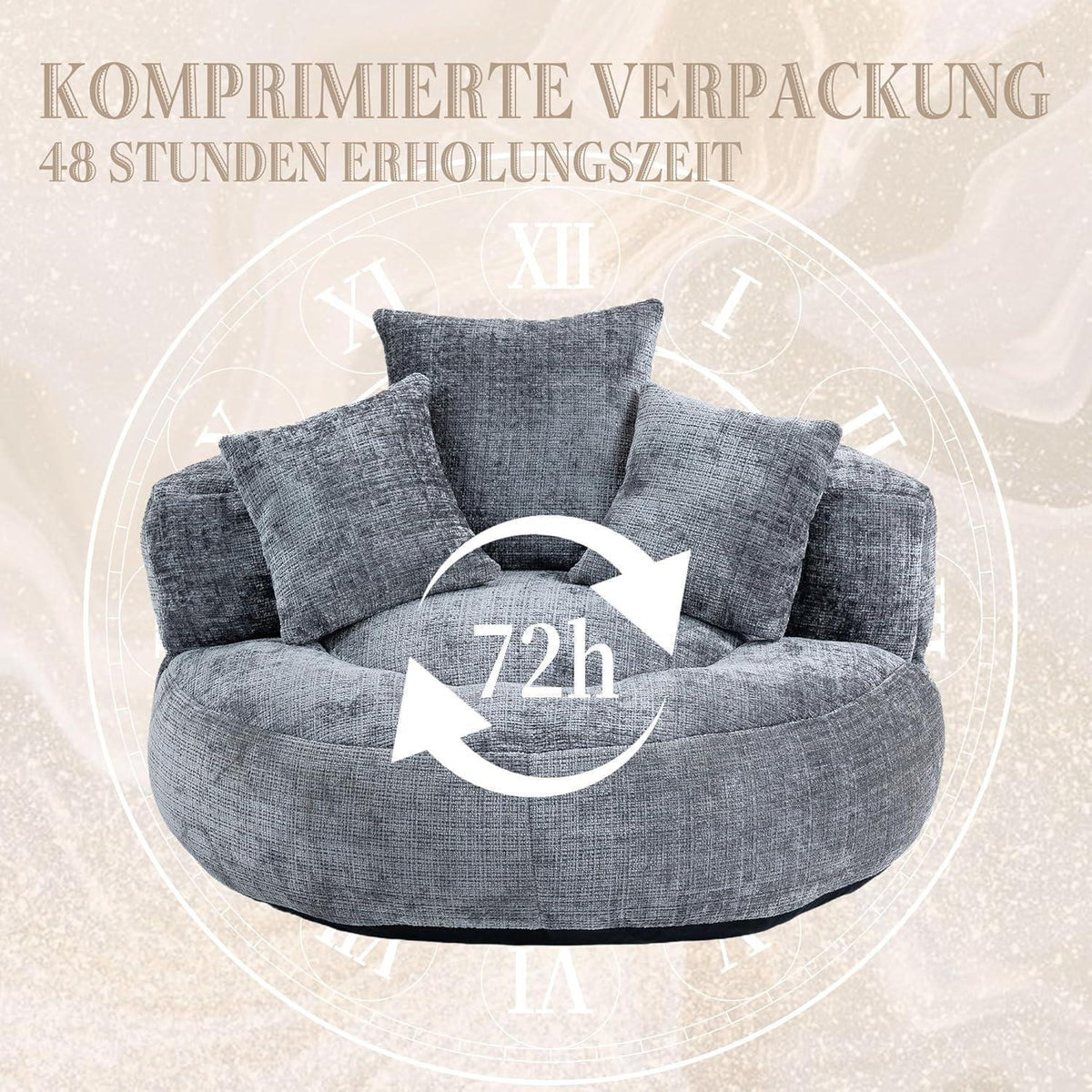 Boneless Lounger Sitzsack Sofa | Grau, Hoher Komfort & Vielseitig