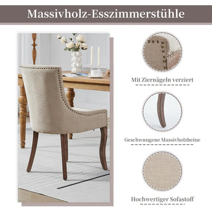 Bequeme Esszimmerstühle 4er-Set mit Stoffbezug & Holzbeinen