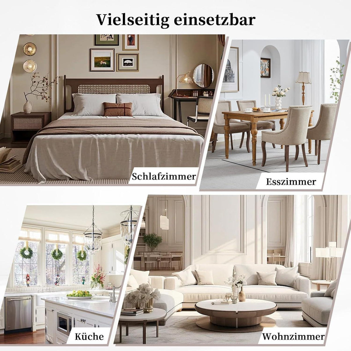 Bequeme Esszimmerstühle 4er-Set mit Stoffbezug & Holzbeinen