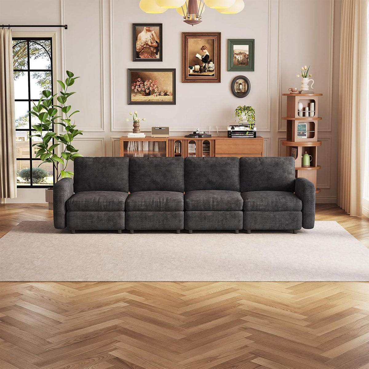 Modulares Sofa Dunkelgrau mit Schlaffunktion – Bequeme Eckcouch