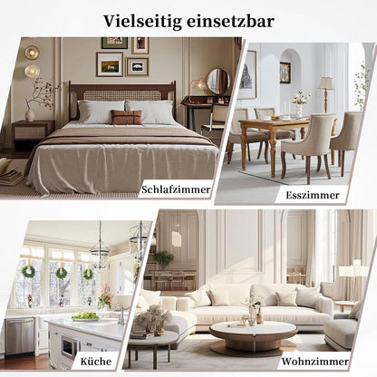 Bequeme Esszimmerstühle 6er Set mit Stoffbezug & Ziernägeln