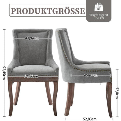 Esszimmerstuhl Set Grau, 4er-Pack, Polsterstuhl mit Holzbeinen