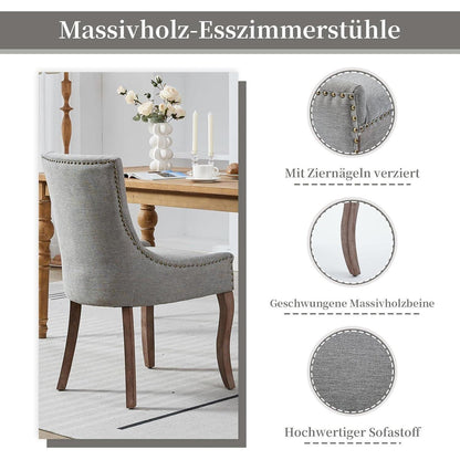 Esszimmerstuhl Set Grau, 4er-Pack, Polsterstuhl mit Holzbeinen