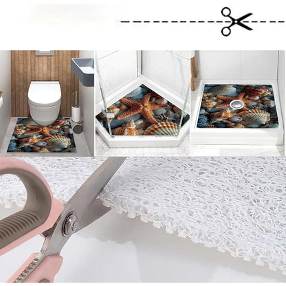 Rutschmatte Dusche 130x160cm – Seestern-Muster, Antirutsch & Ablaufloch