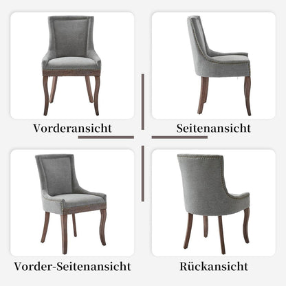 Esszimmerstuhl Set Grau – Bequemer Polsterstuhl mit Holzbeinen