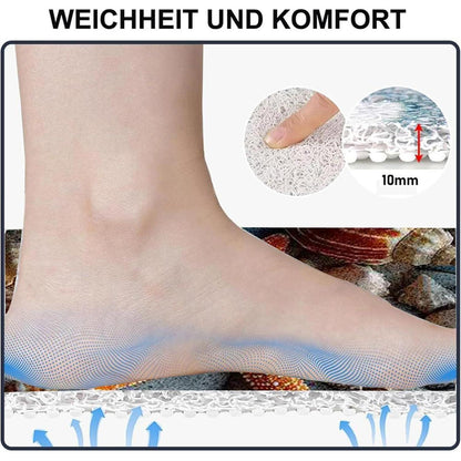 Rutschmatte Dusche 140x160cm – Seestern-Muster, Rutschfest & Ablaufloch