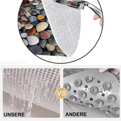 Rutschfeste Duschmatte 70x150 cm Kieselmuster mit Ablaufloch