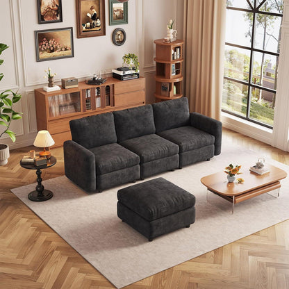Modulares Sofa Dunkelgrau mit Schlaffunktion – Eckcouch 4-Sitzer