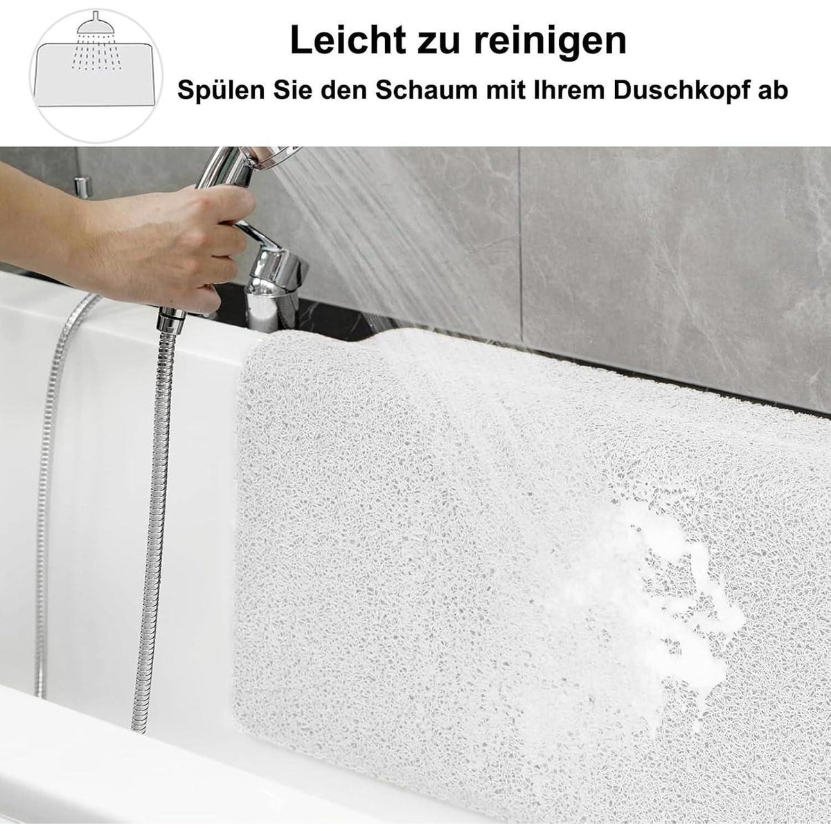 Rutschfeste Duschmatte 130x150 cm – Schnelltrocknend & Maßanpassbar